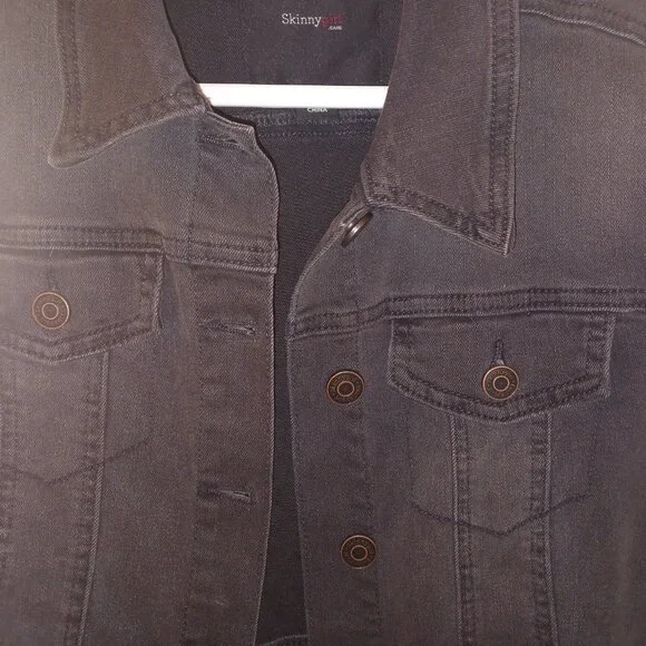 Black Peplum Denim Jacket - Washed Black - XS - Picture 3 of 10